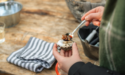 Oesters eten op het Wad